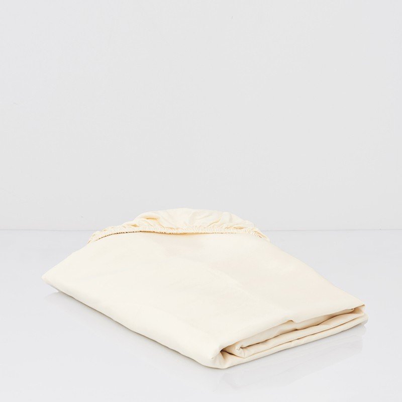 Cotton Sateen Fitted Sheet Ivory 1