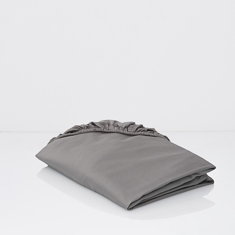 Cotton Sateen Fitted Sheet Stone Grey 1