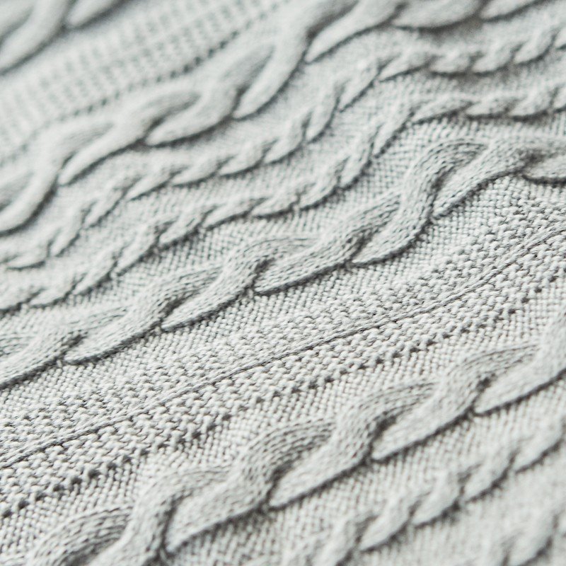 Plaid en coton tricoté à torsades Mid Grey Melange 7